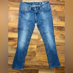 Miss Me Easy Straight Jeans Size 28 Mid Rise Embroidered Bling Western